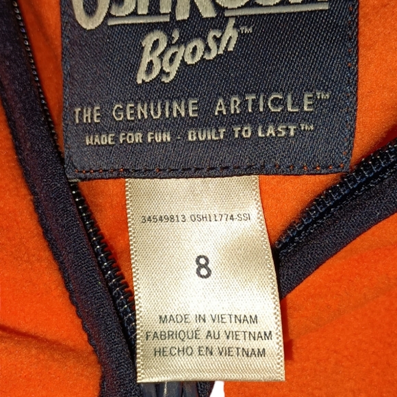 OSHKOSH B'gosh Fleece Colorblock Henley Orange Blue Size Youth 8 - Picture 8 of 8